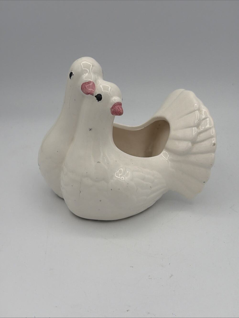 Vintage Rubens Double Dove Planter Love Birds MCM Kitsch Succulent Planter